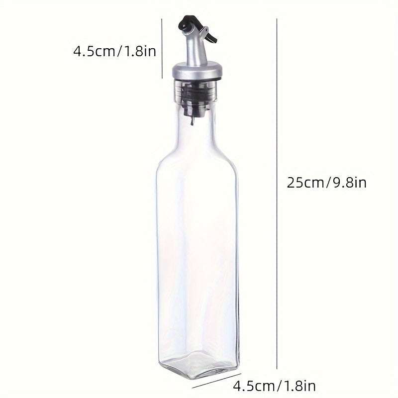 Premium Glass Oil Dispenser Bottle, Leak-Proof Olive Oil Container, Square Seasoning Bottle for Kitchen, BBQ, Camping, Picnic - PVC-Free, Hand Wash Only - IDEALSTORES