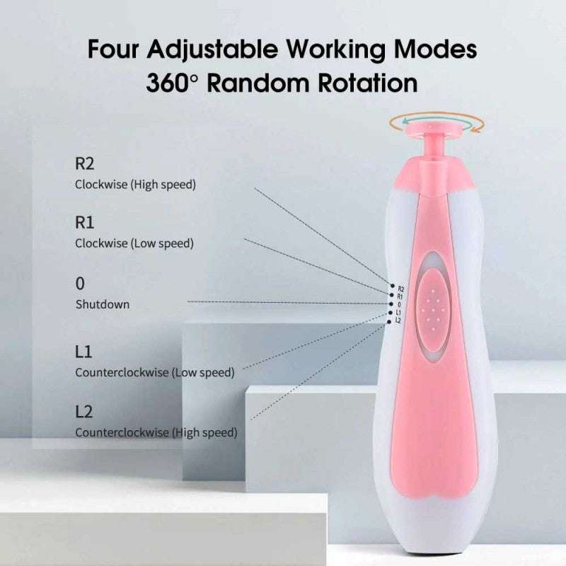 6 in 1 Baby Nail Trimmer Portable Electric Baby Manicure Pedicure Nail Clippers Infant Newborn Baby Nail Cutter with LED Light - Ideal Store