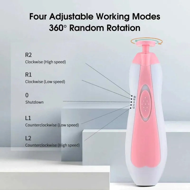 6 in 1 Baby Nail Trimmer Portable Electric Baby Manicure Pedicure Nail Clippers Infant Newborn Baby Nail Cutter with LED Light - Ideal Store
