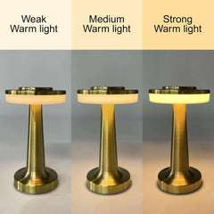 Premium Gold Cordless LED Table Lamp – Rechargeable Brass Finish Touch Lamp with 3 Brightness Levels - Ideal Store