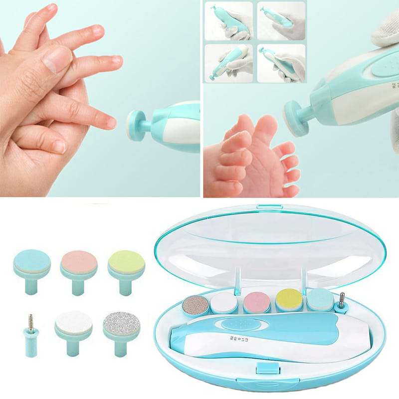6 in 1 Baby Nail Trimmer Portable Electric Baby Manicure Pedicure Nail Clippers Infant Newborn Baby Nail Cutter with LED Light - Ideal Store