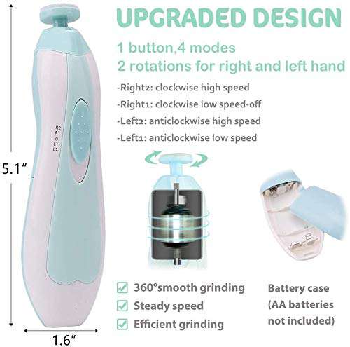 6 in 1 Baby Nail Trimmer Portable Electric Baby Manicure Pedicure Nail Clippers Infant Newborn Baby Nail Cutter with LED Light - Ideal Store