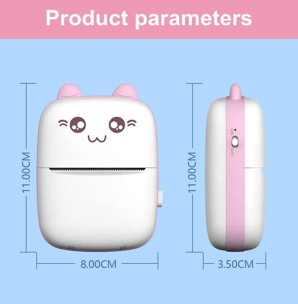 Meow Portable Mini Printer Thermal Label Printers Bluetooth Wireless Printing Inkless Stickers Paper 57mm Impressora Portatil - Ideal Store