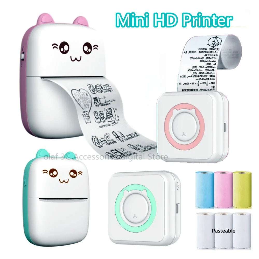 Meow Portable Mini Printer Thermal Label Printers Bluetooth Wireless Printing Inkless Stickers Paper 57mm Impressora Portatil - Ideal Store