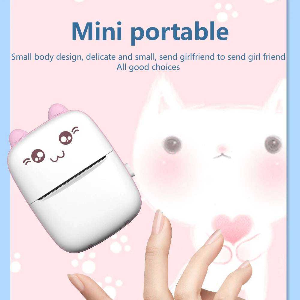 Meow Portable Mini Printer Thermal Label Printers Bluetooth Wireless Printing Inkless Stickers Paper 57mm Impressora Portatil - Ideal Store